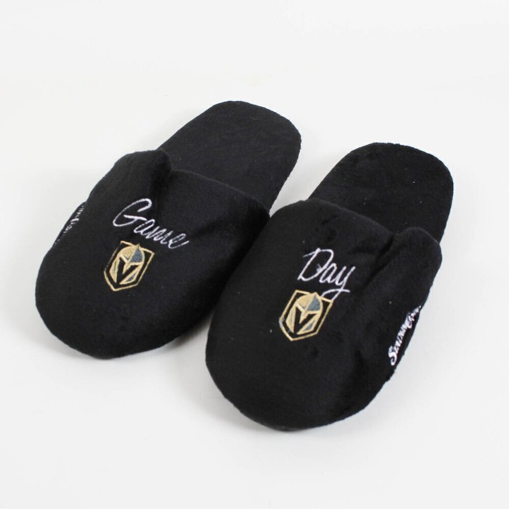 NEW Vegas Golden Knights NHL Team Slippers Black Gold Cozy